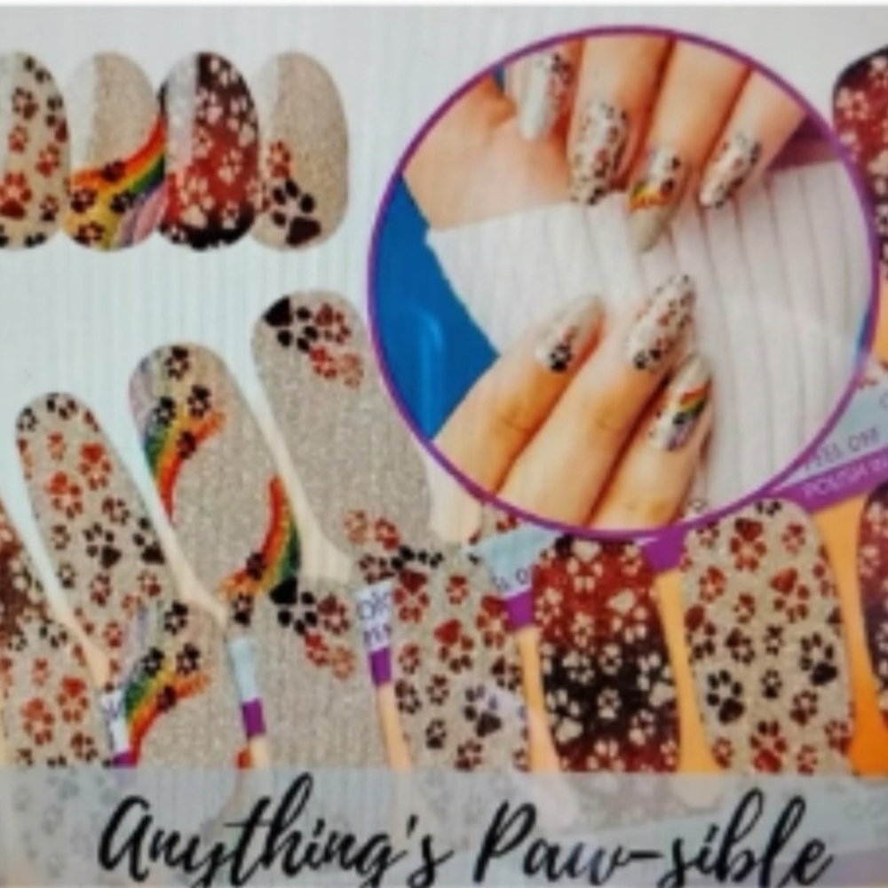 Color Street Anything's Paw-sible Nail Strips - Multicolor Paw Print and Rainbow